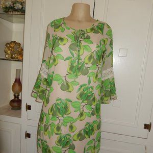 New Ezra Multi color short Pear's print  Slip on fun dress